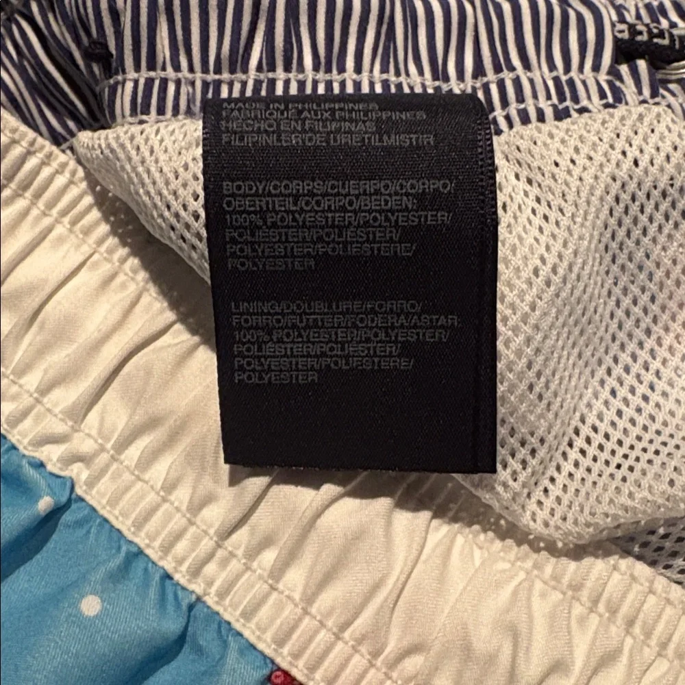 TOMMY HILFIGER Light Blue Swim Trunks with Red Octopus Print Size Medium